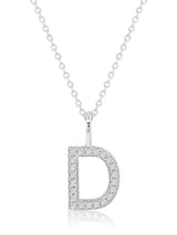 Initial Pendent Necklace Charm Letter D Finished in Pure Platinum - CRISLU