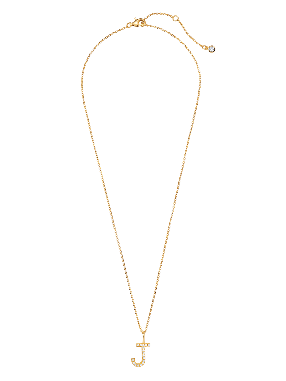 Initial Pendent Necklace Charm Letter J Finished in 18kt Yellow Gold - CRISLU