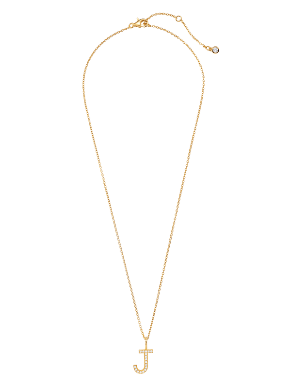 Initial Pendent Necklace Charm Letter J Finished in 18kt Yellow Gold - CRISLU