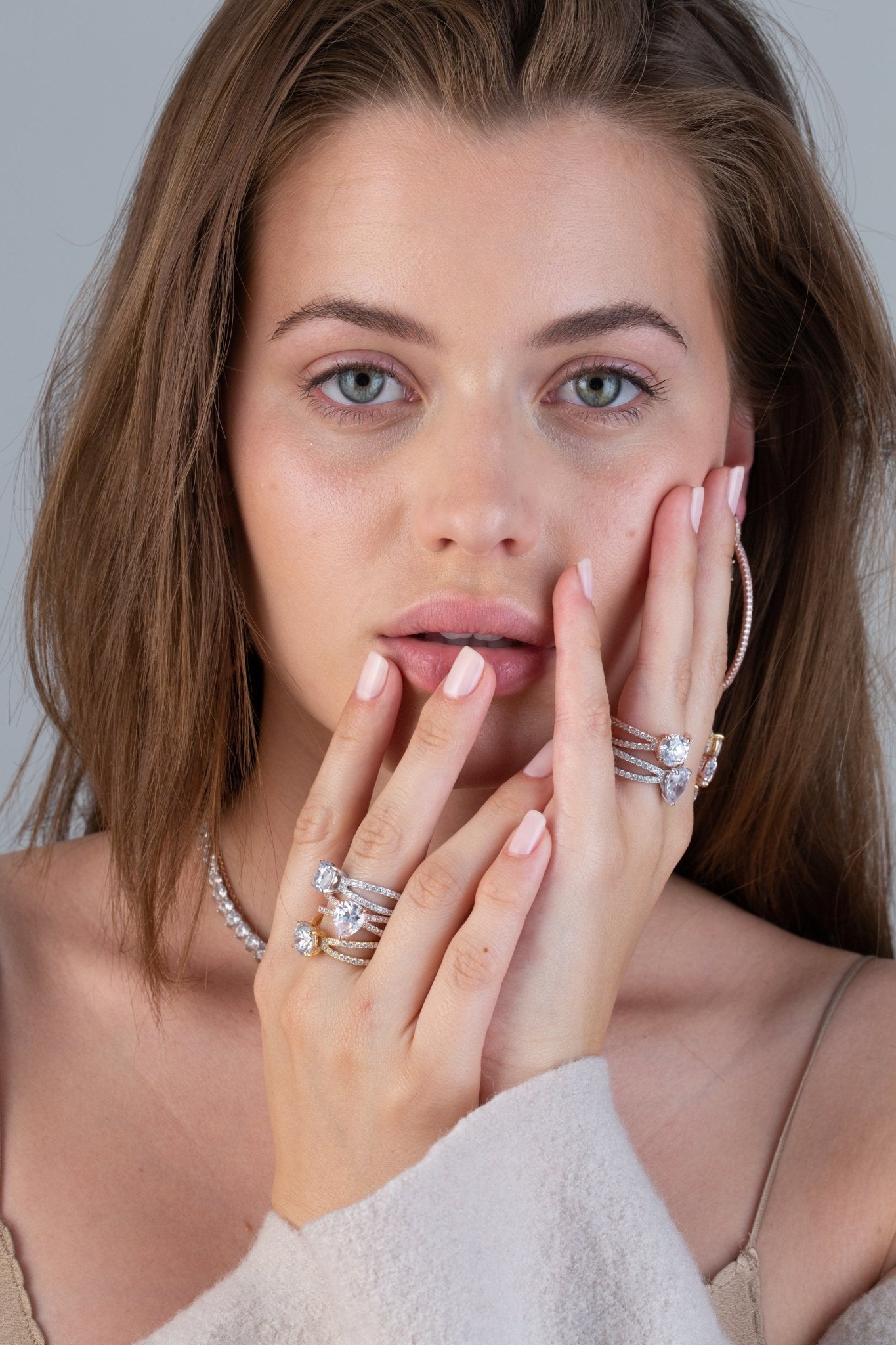 Large Asscher Solitaire and Pave Ring Set Finished in Pure Platinum - CRISLU