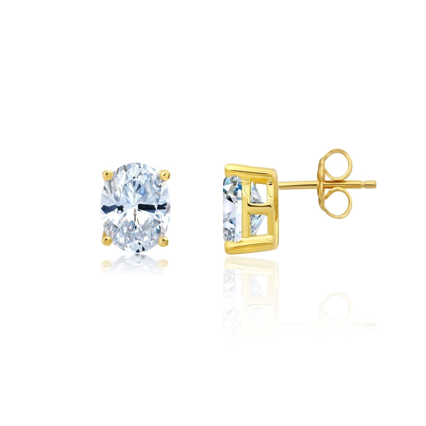 Large Oval Cut Solitaire Post Earrings - CRISLU