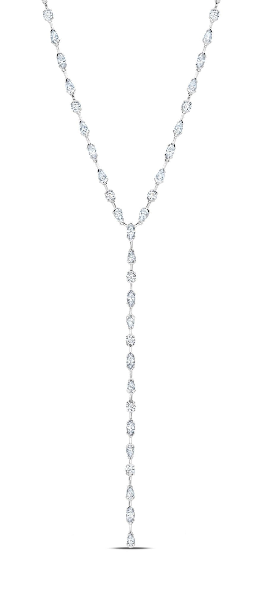 Lavish Y-Shaped CZ Necklace Finished in Pure Platinum - CRISLU