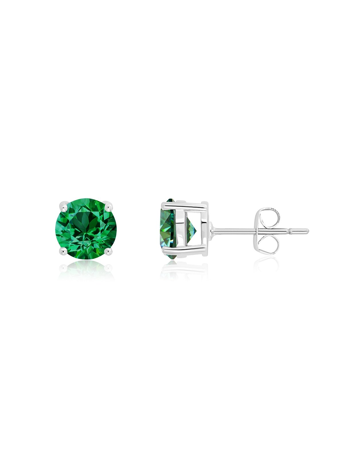 May Birthstone Stud Earrings Finished in Pure Platinum - CRISLU
