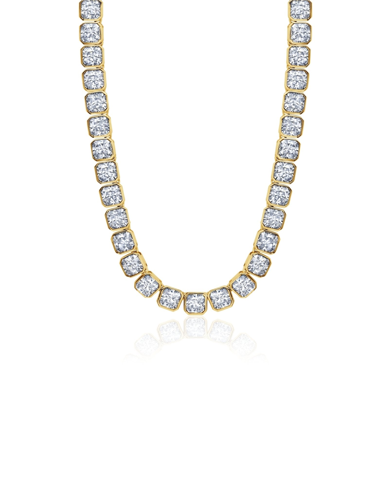 Mens Asscher Cut 20" Necklace Finished in 18kt Yellow Gold - CRISLU