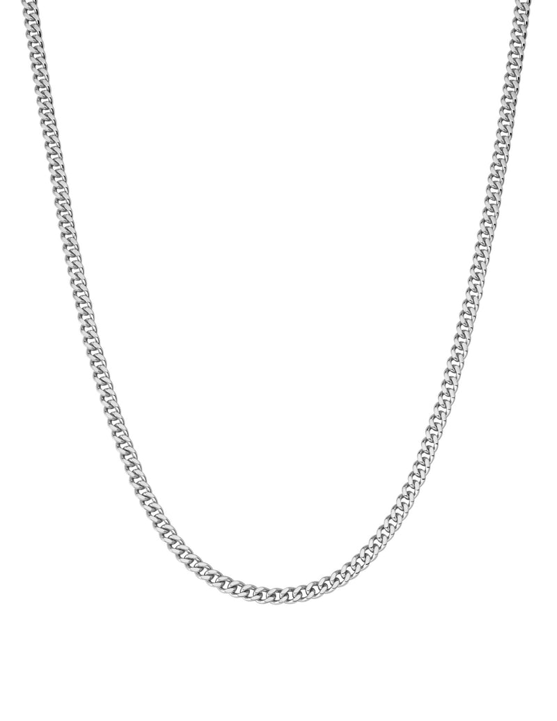 Mens Matte Curb Chain Necklace Finished in Pure Platinum - CRISLU