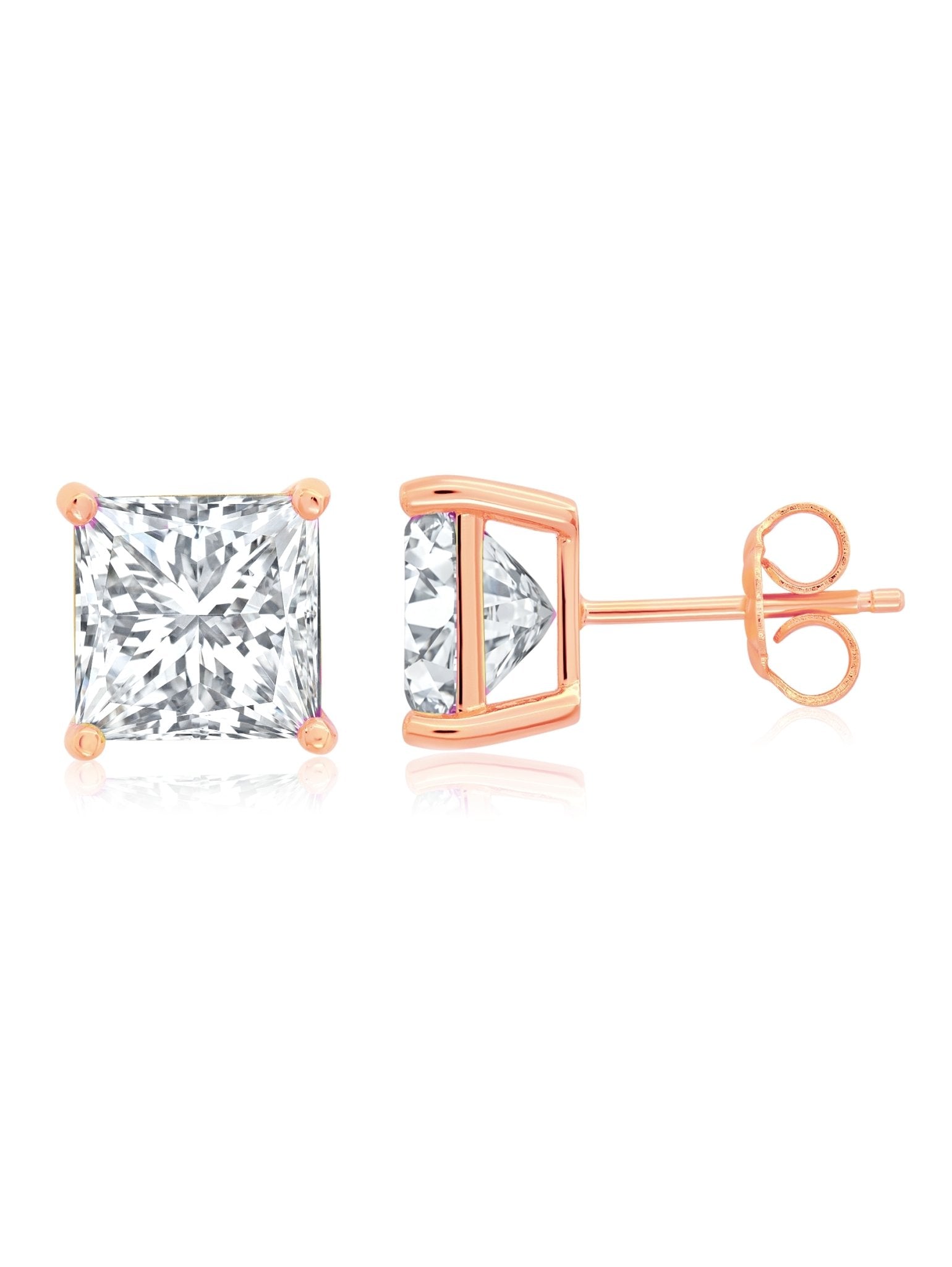 Mens Square Cut Studs Finished in 18kt Rose Gold - CRISLU