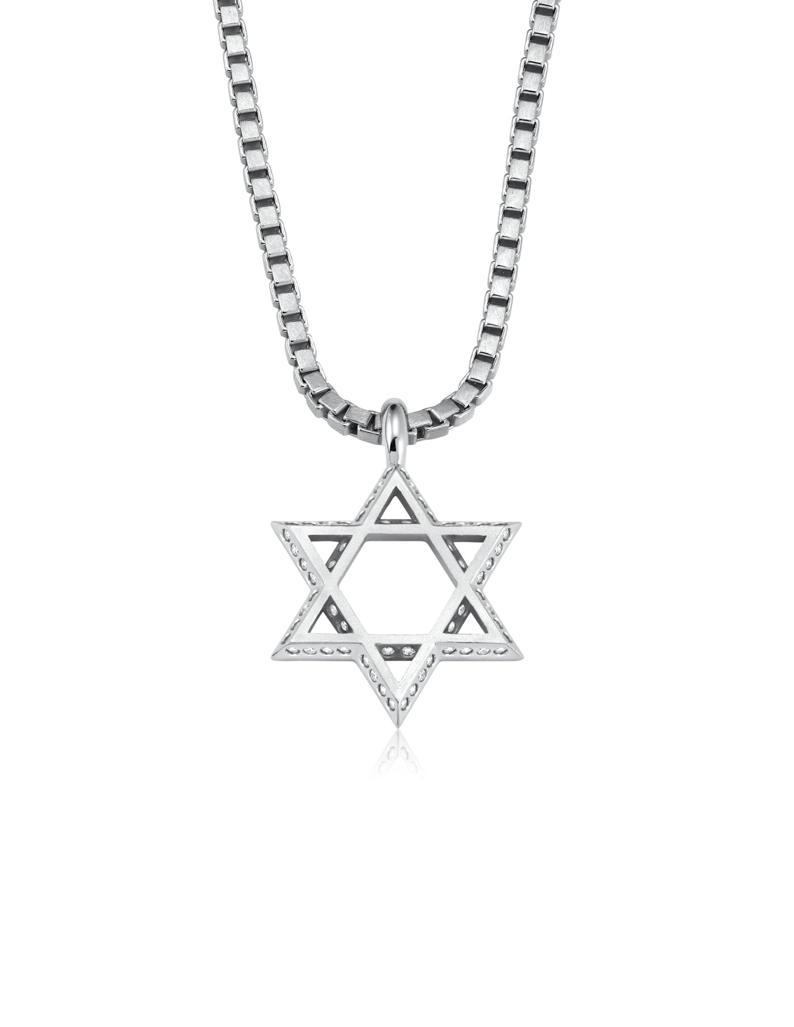 Mens Star of David Necklace Finished in Pure Platinum - CRISLU