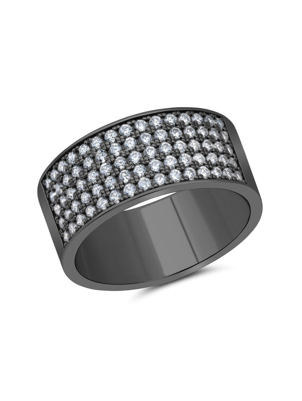 Mens Thick Band Ring Embelleshed In Pave Stones - CRISLU