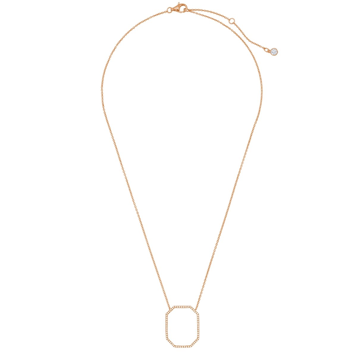 Open Octagon Pave Necklace In Rose Gold - CRISLU