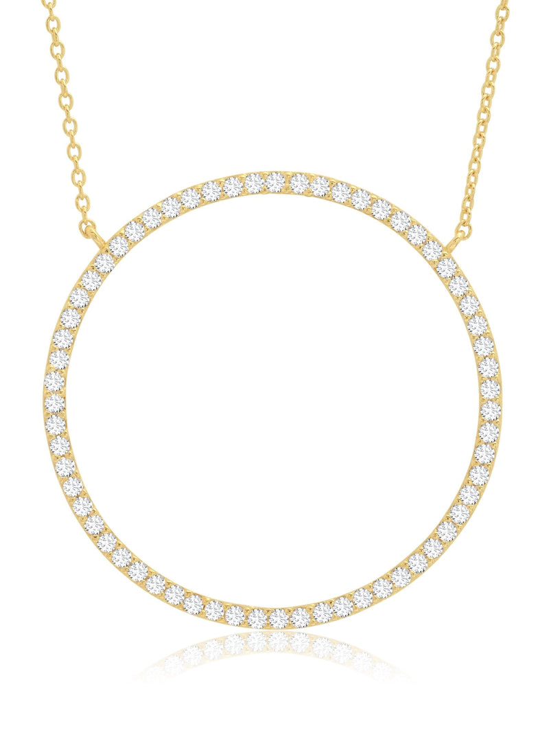 Open Pave Circle Necklace In 18kt Yellow Gold - CRISLU