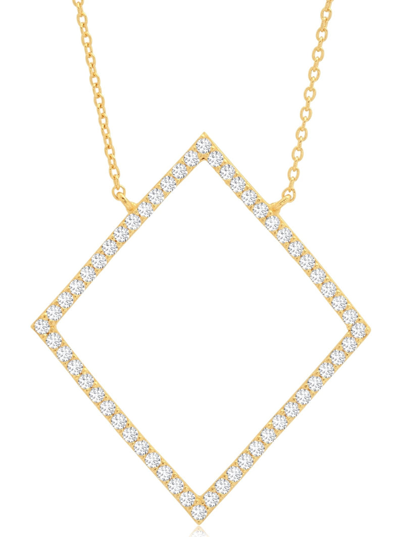 Open Pave Diamond Necklace In 18kt Yellow Gold - CRISLU