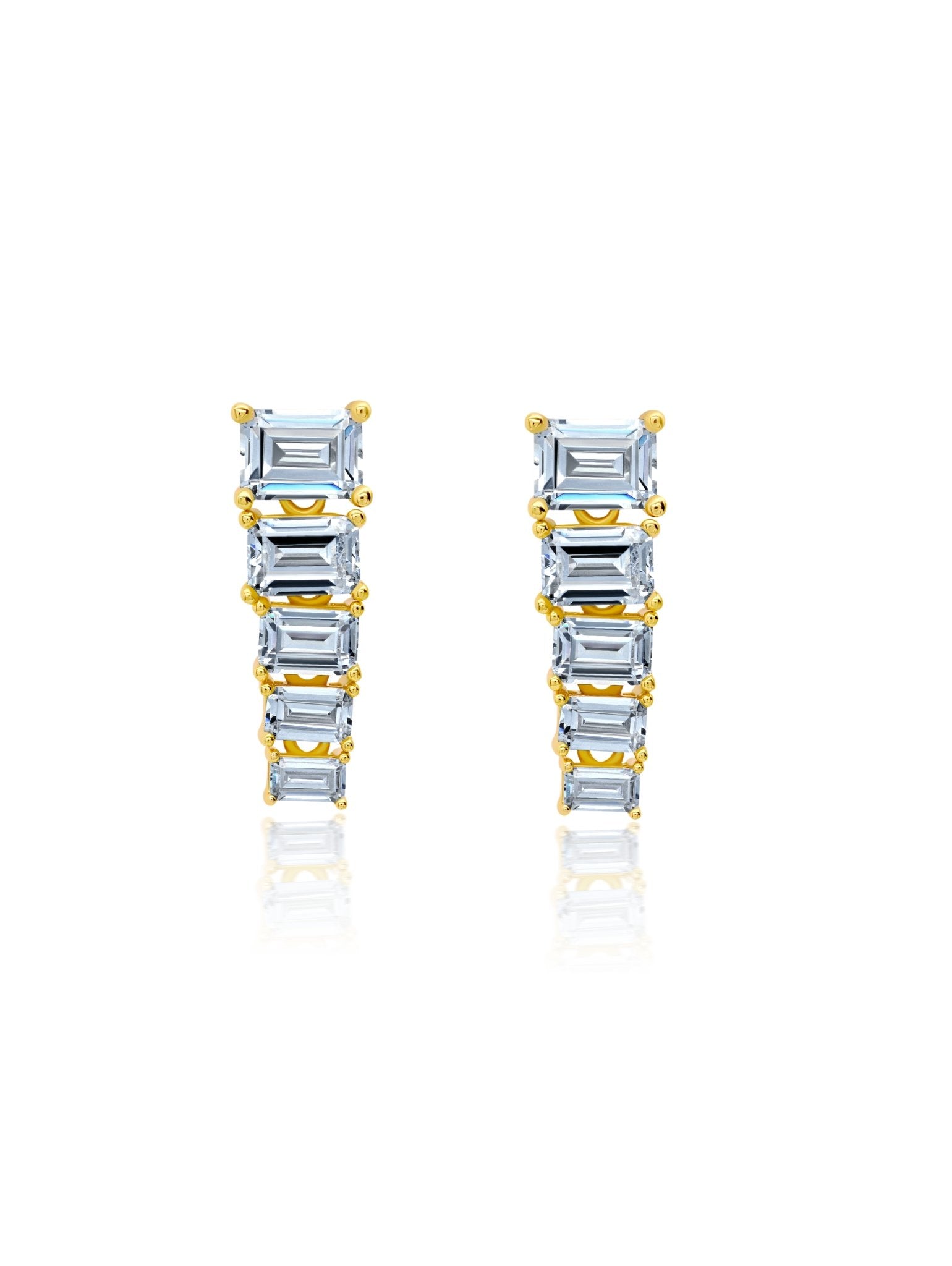 Opulent Drop Earrings With Five Emerald Cut Stones - CRISLU