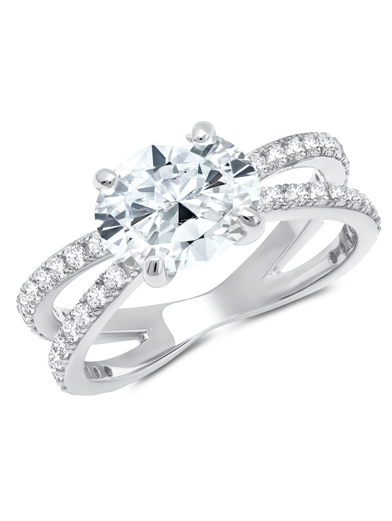 Oval Cut Unity Ring Finished in Pure Platinum - CRISLU