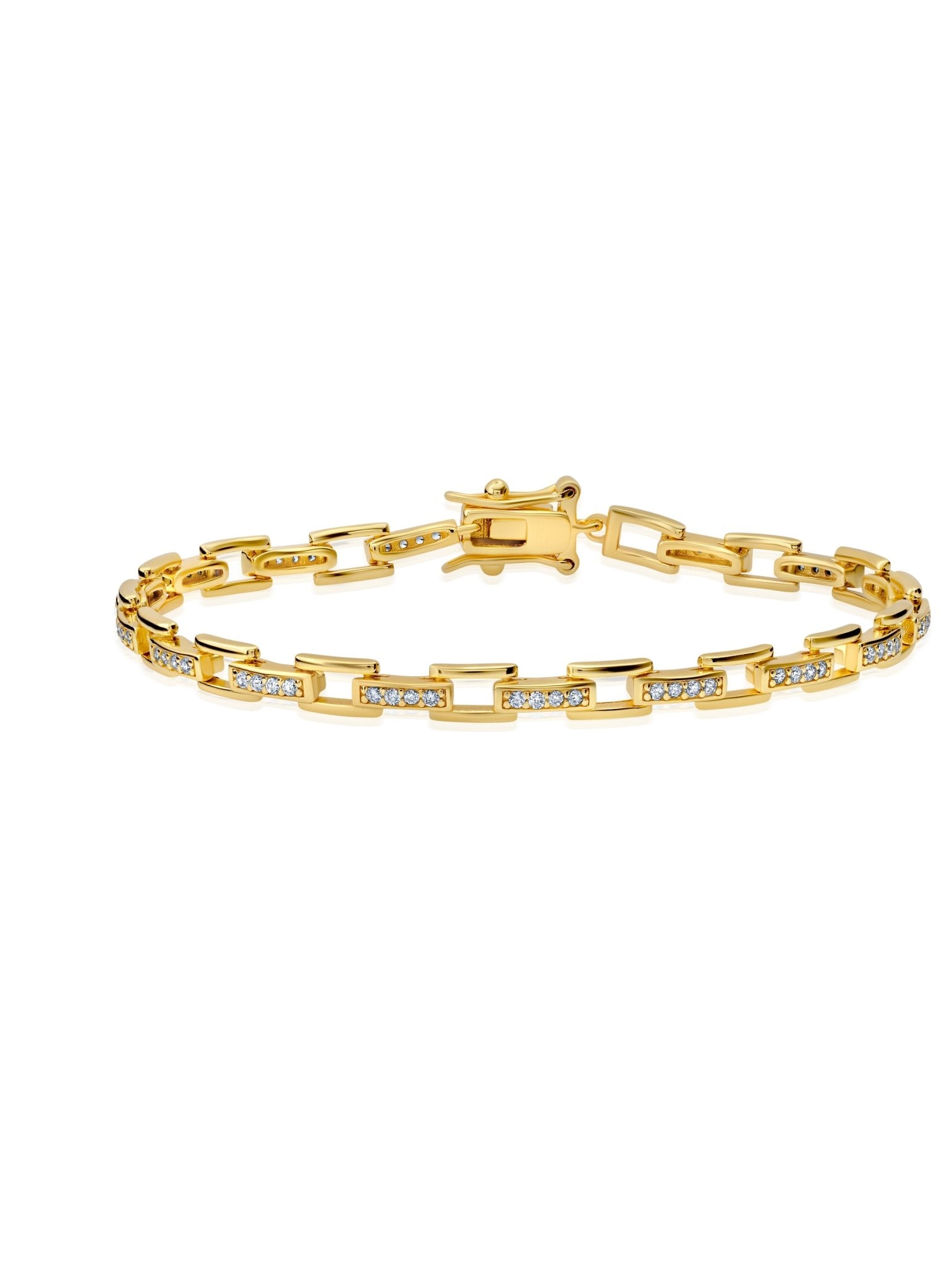 Pave Rectangle Linked Bracelet - CRISLU