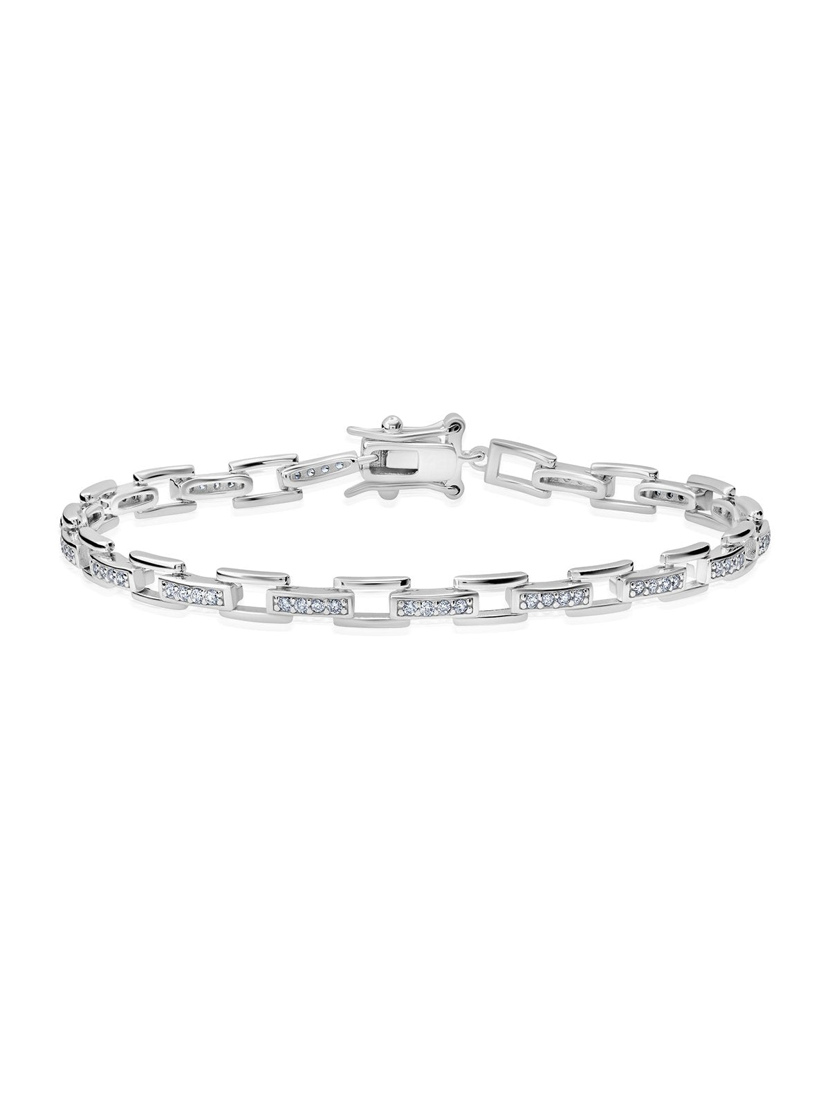 Pave Rectangle Linked Bracelet - CRISLU
