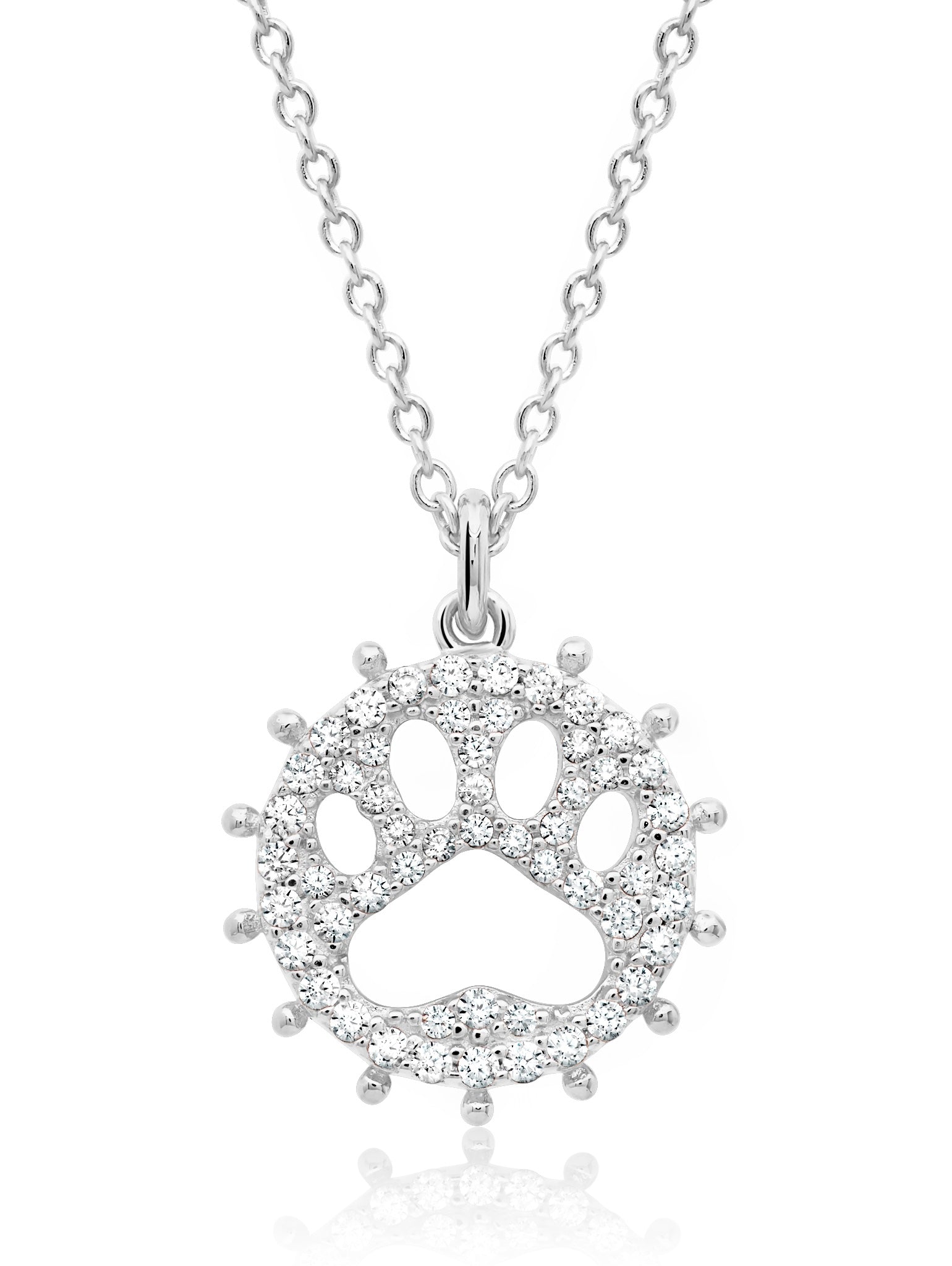 Paw Print Cubic Zirconia Necklace - CRISLU