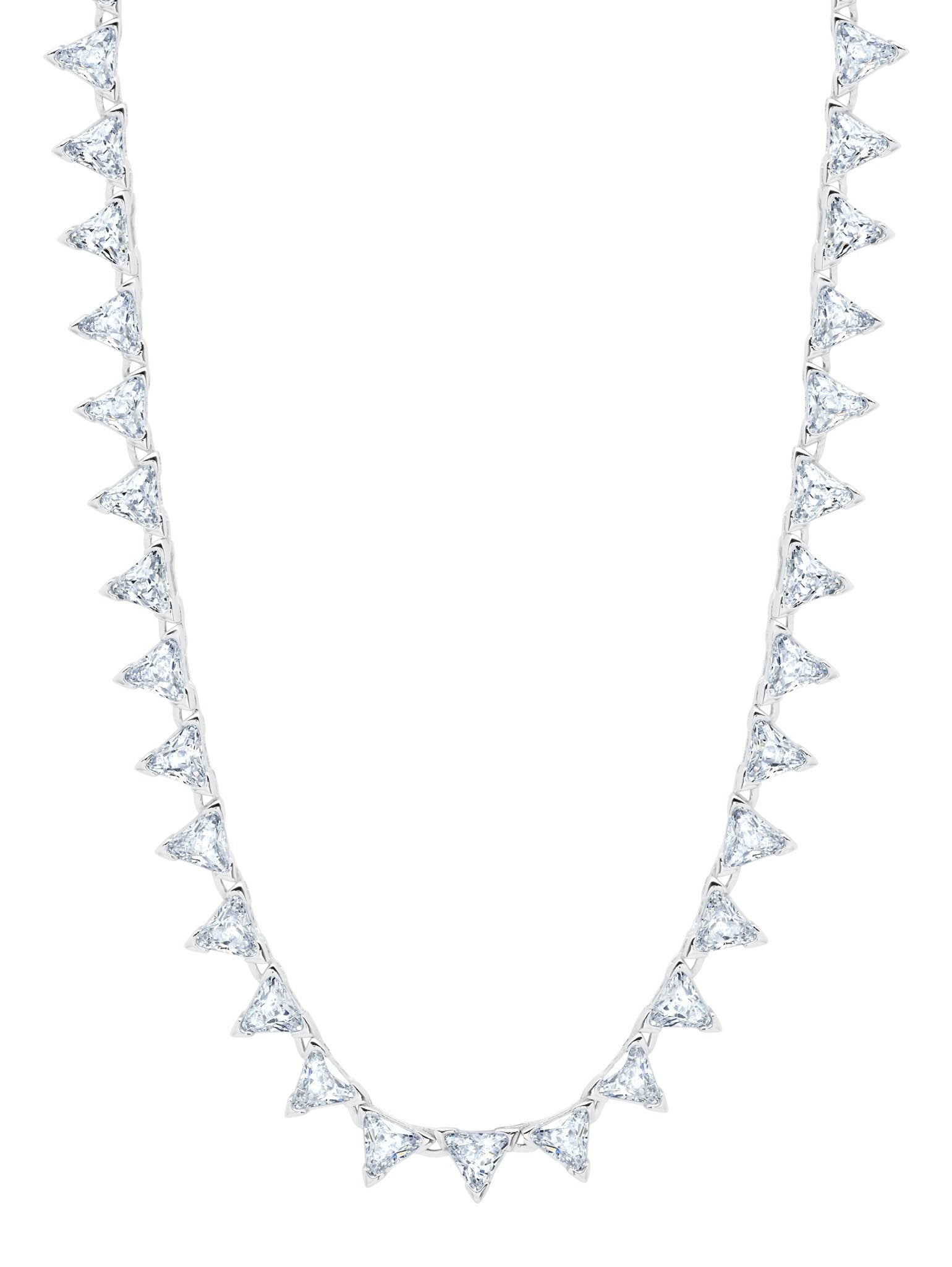Posh Trillion CZ Tennis Necklace Finished in Pure Platinum - CRISLU