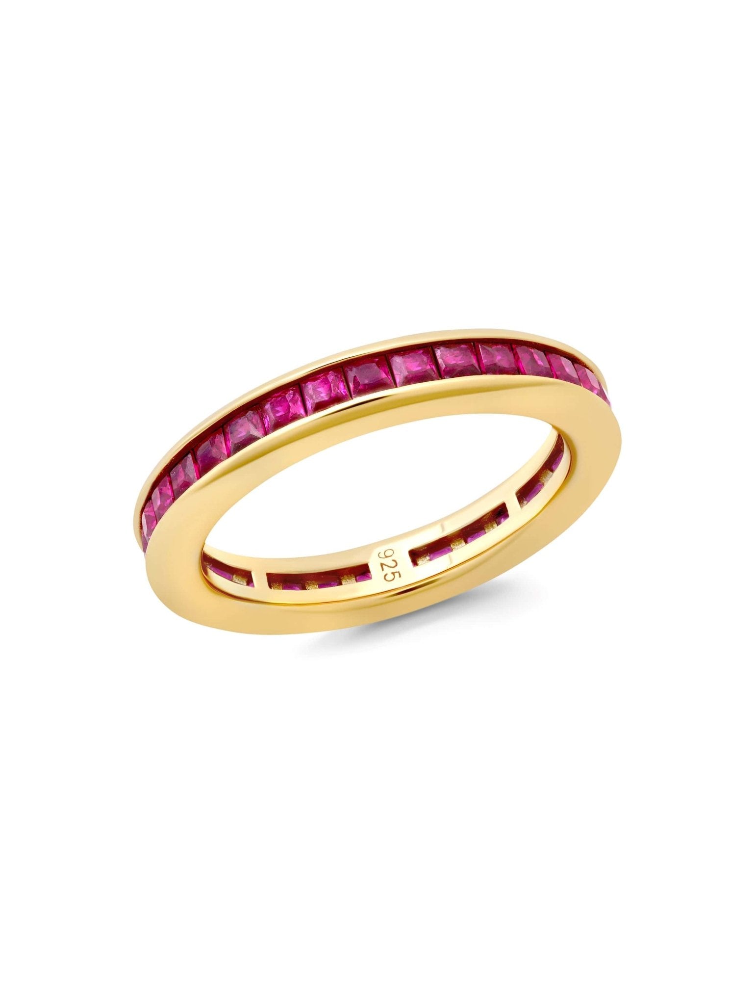 Princess Cut Ruby Color Eternity Band Ring - CRISLU