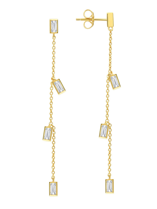 Prism Baguette Drop Earrings Finished in 18kt Yellow Gold - CRISLU