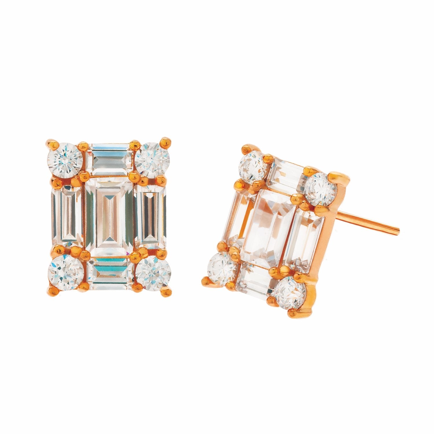 Rectangle Earring Finished in 18kt Rose Gold - CRISLU