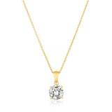 Royal Brilliant Cut Pendant Necklace Finished in 18kt Yellow Gold - CRISLU