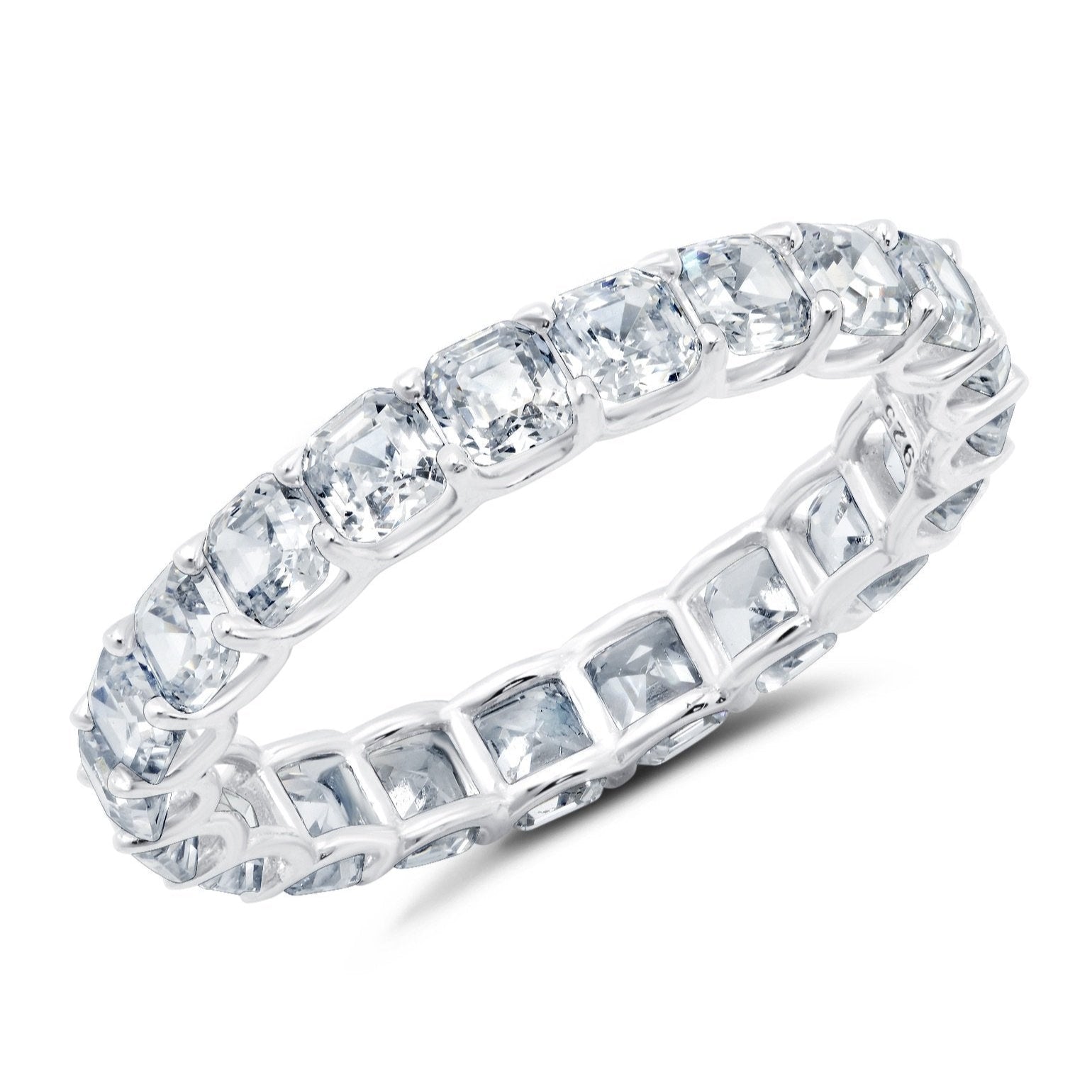 Small Asscher Cut Eternity Band Finished in Pure Platinum - CRISLU