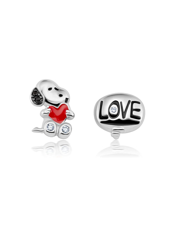 Snoopy's Love Brass Earrings Finished in Pure Platinum - CRISLU