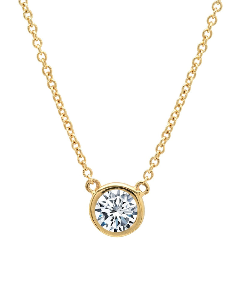 Solitaire Bezel Set Pendant Small Finished in Rose Gold - CRISLU