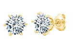 Solitaire Brilliant Stud Earrings - 6 prong Finished in 18kt Yellow Gold - CRISLU