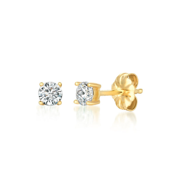 Solitaire Brilliant Stud Earrings Finished in 18kt Yellow Gold - 0.50 Cttw - CRISLU