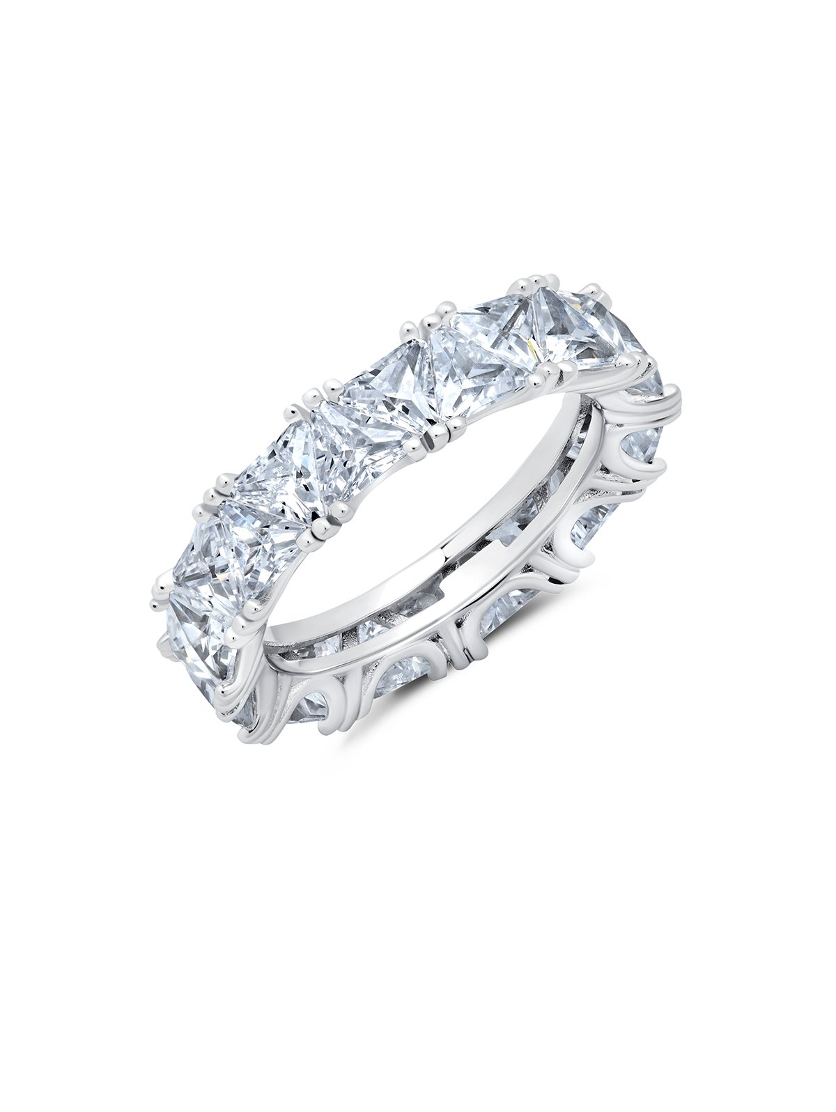 Trillion Cut Eternity Band Finished in Pure Platinum - CRISLU