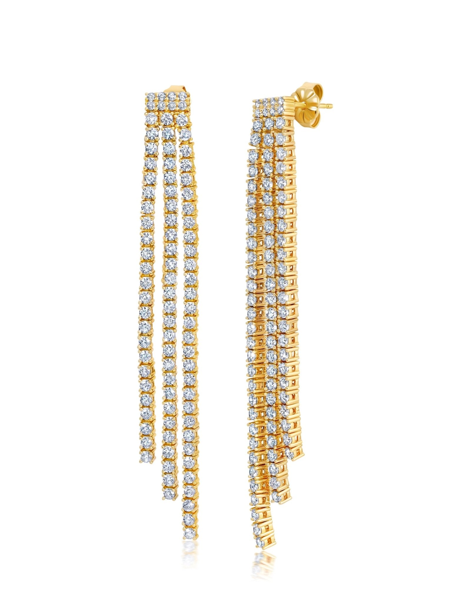 Triple Row Tennis Style Earrings With Round Cut Stones - CRISLU