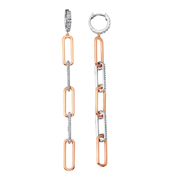 Two Tone Huggie Open Link Earrings Finished in 18kt Rose Gold - CRISLU