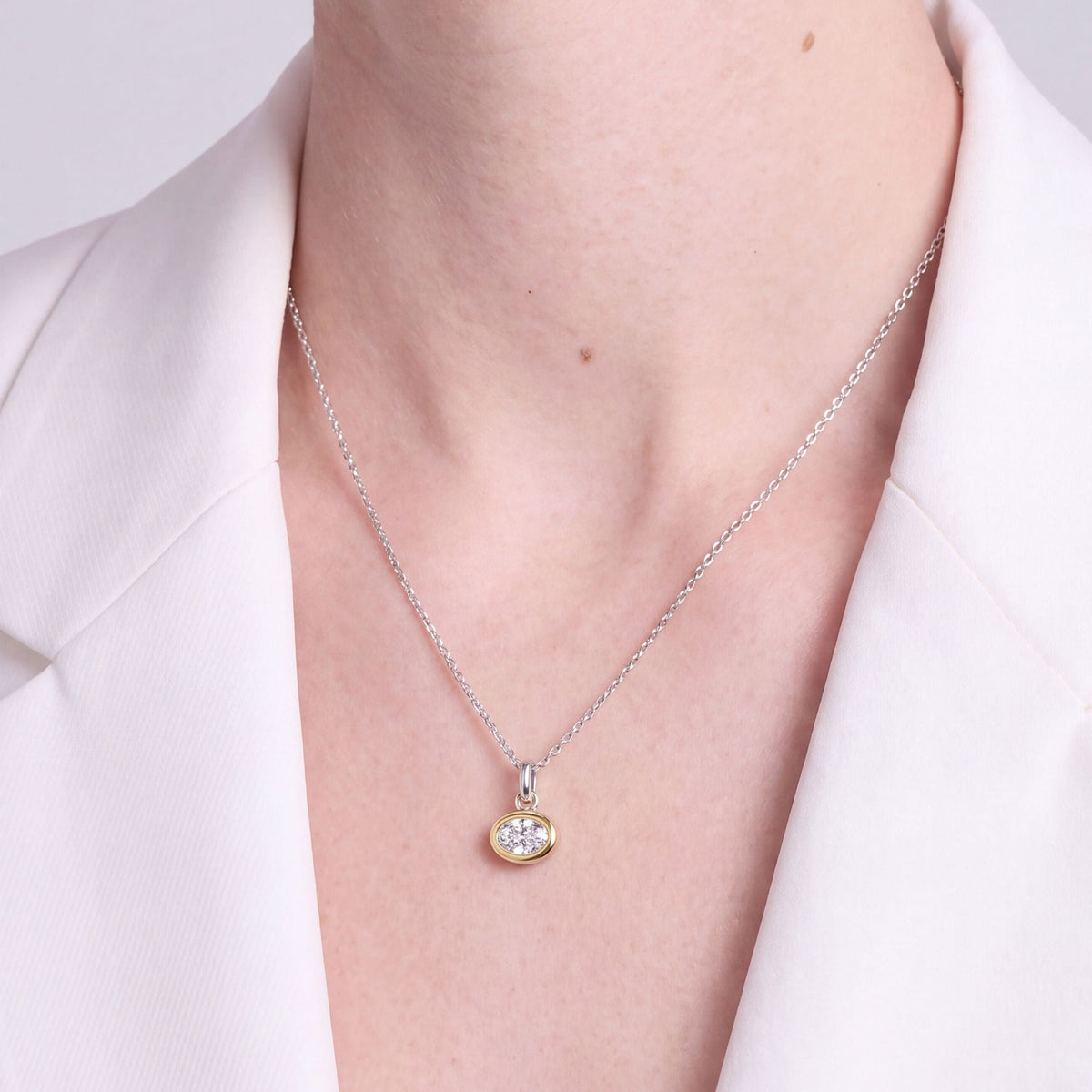 Ellipse Oval Pendant Necklace