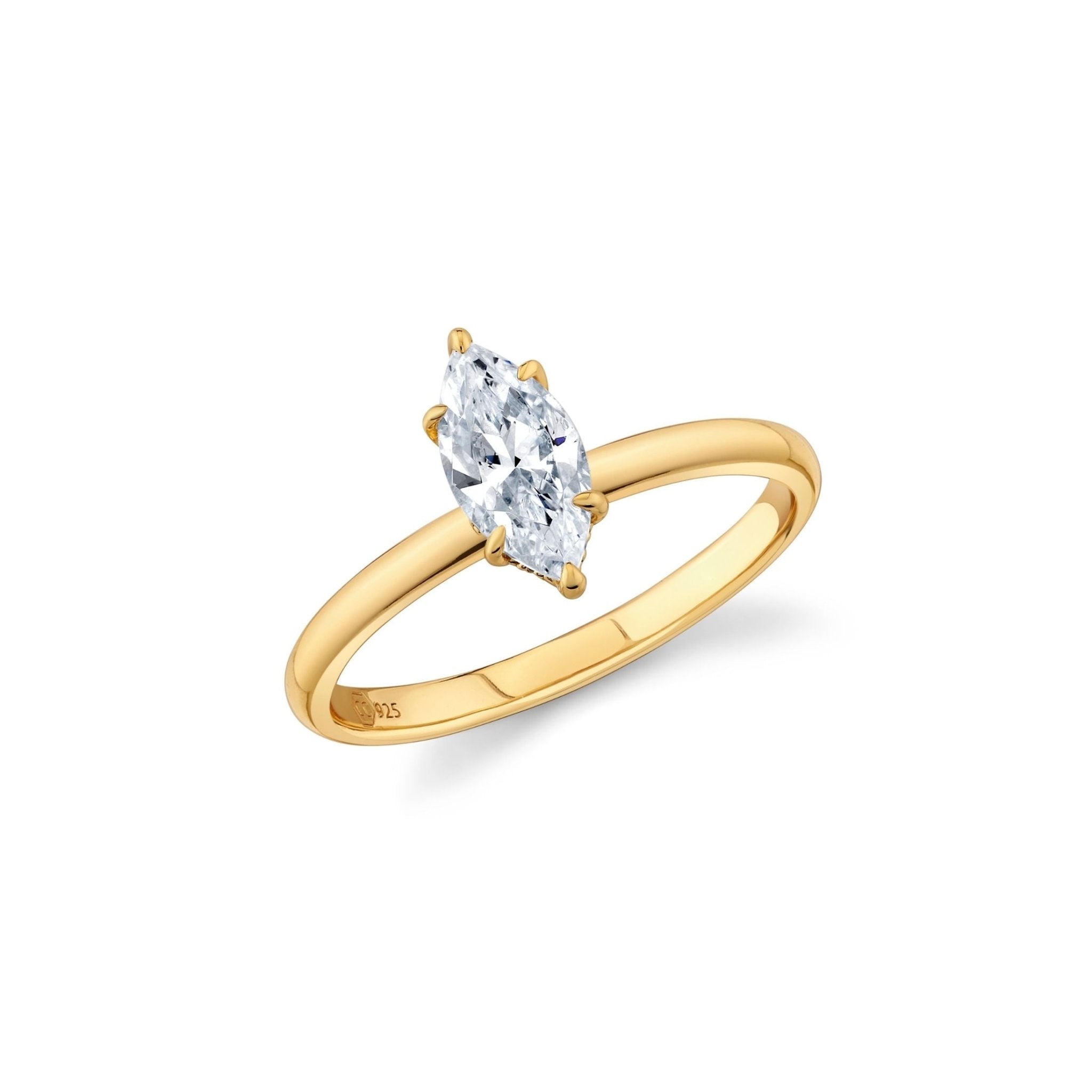1.0ct Marquise Solitaire Ring Finished in Gold - CRISLU