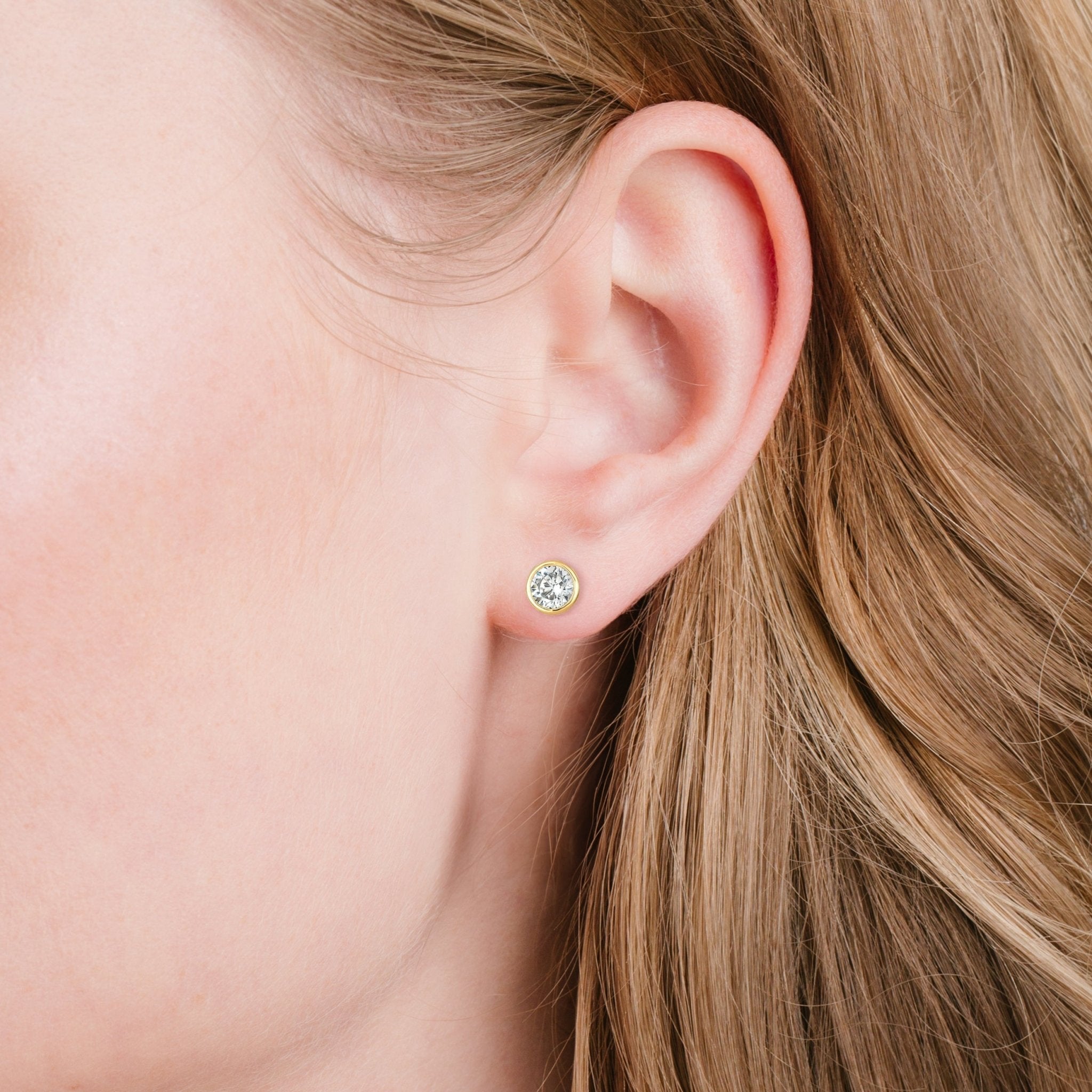 1ct Bezel Earrings - CRISLU