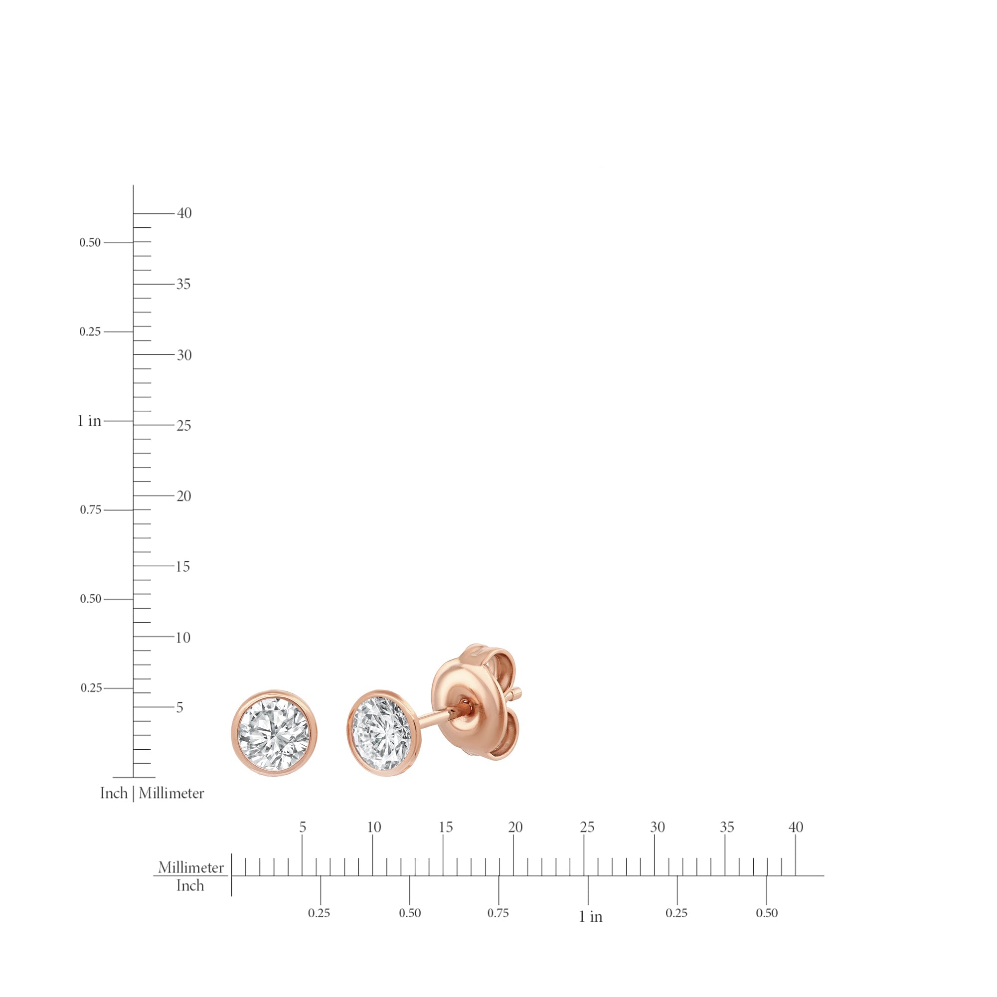 1ct Bezel Earrings Finished in Rose Gold - CRISLU