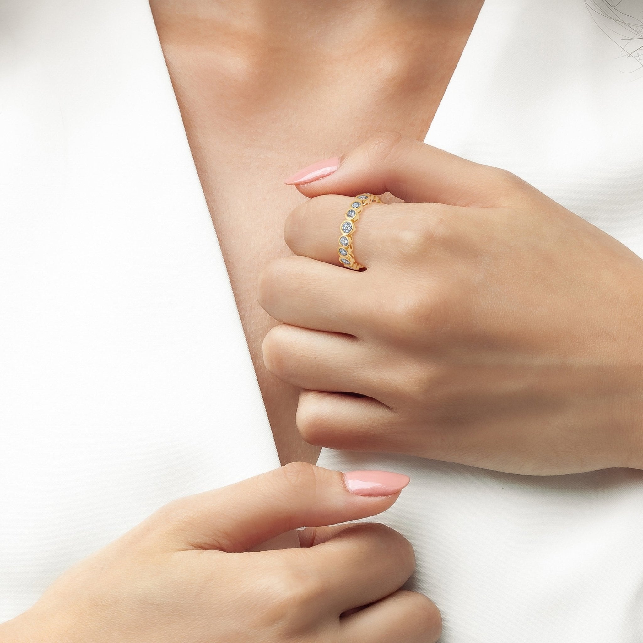 1ct Bezel Eternity Band Finished in Gold - CRISLU