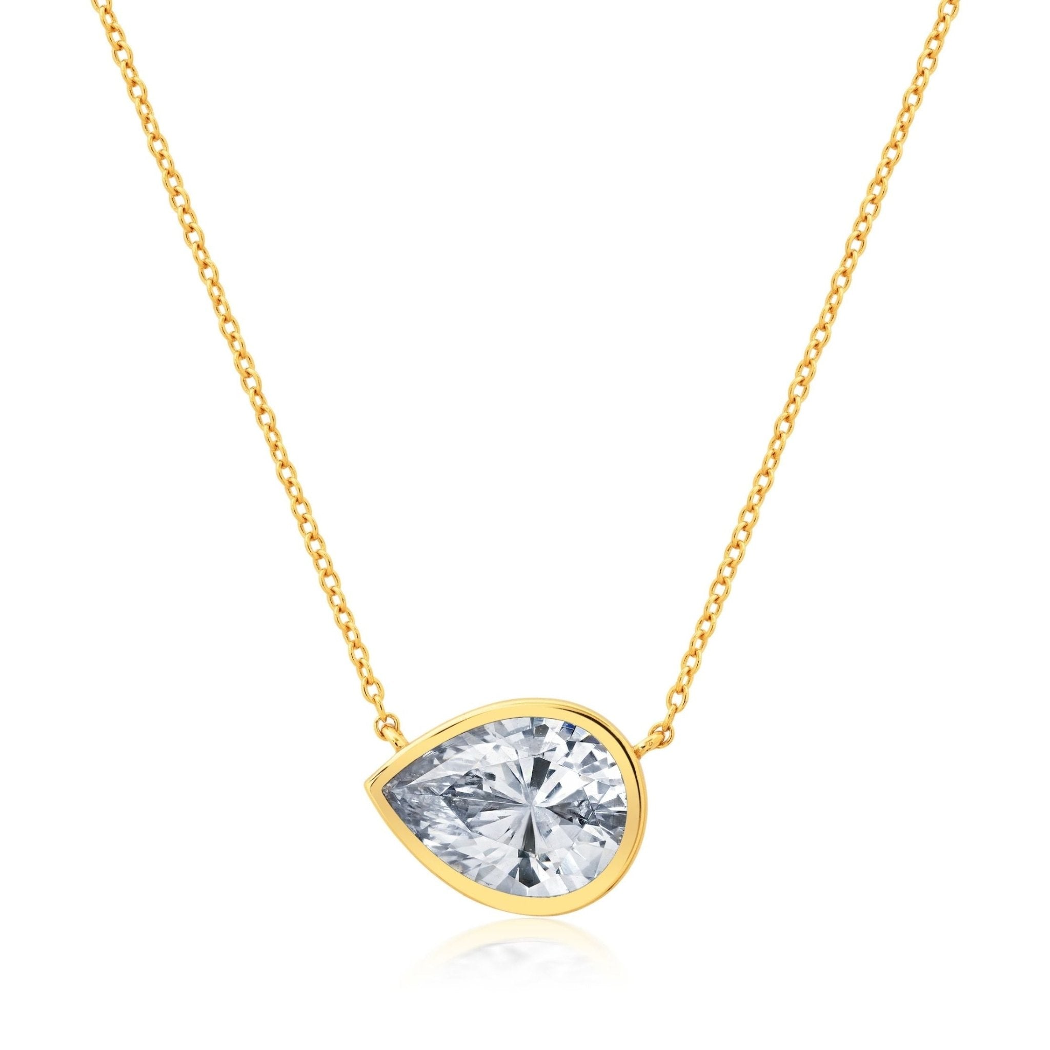 2.7ct Dare to Pear Necklace Finished in Gold - CRISLU