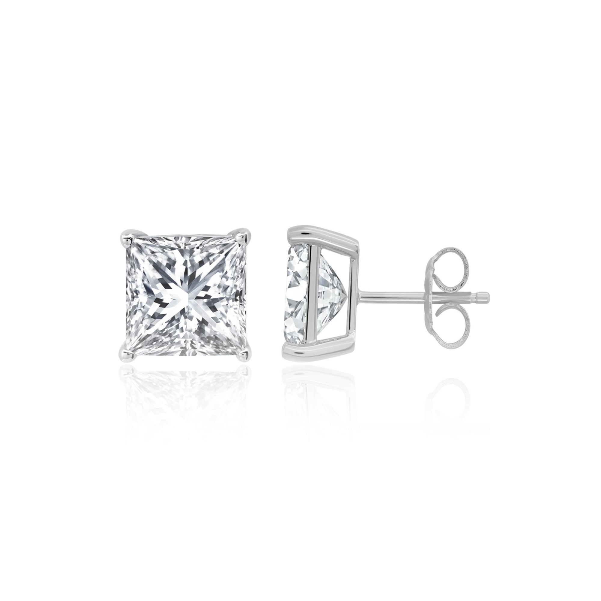 2ct Solitaire Princess Stud Earrings Finished in Platinum - CRISLU