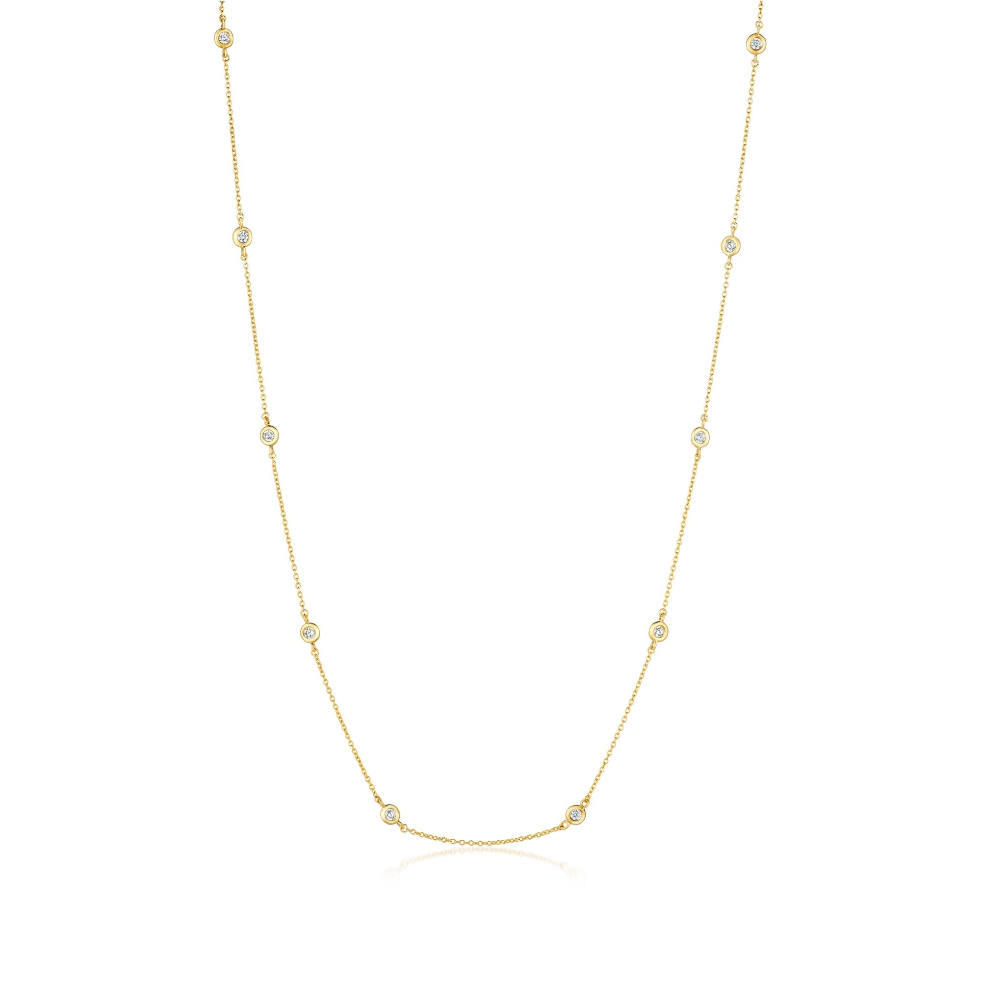 2mm 16" Station Necklace Finished in Gold - CRISLU