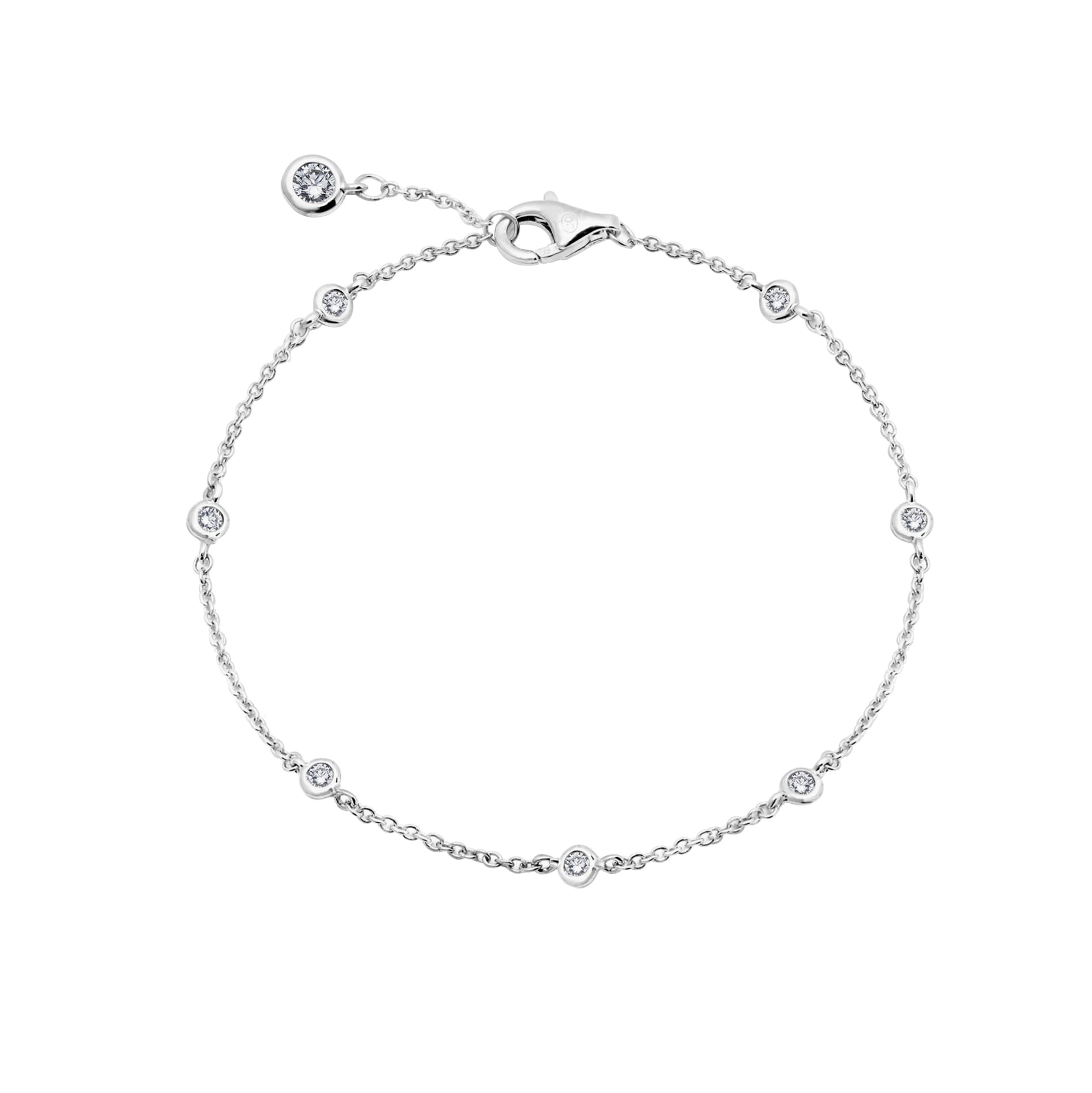 2mm Station Anklet Finished in Platinum - CRISLU