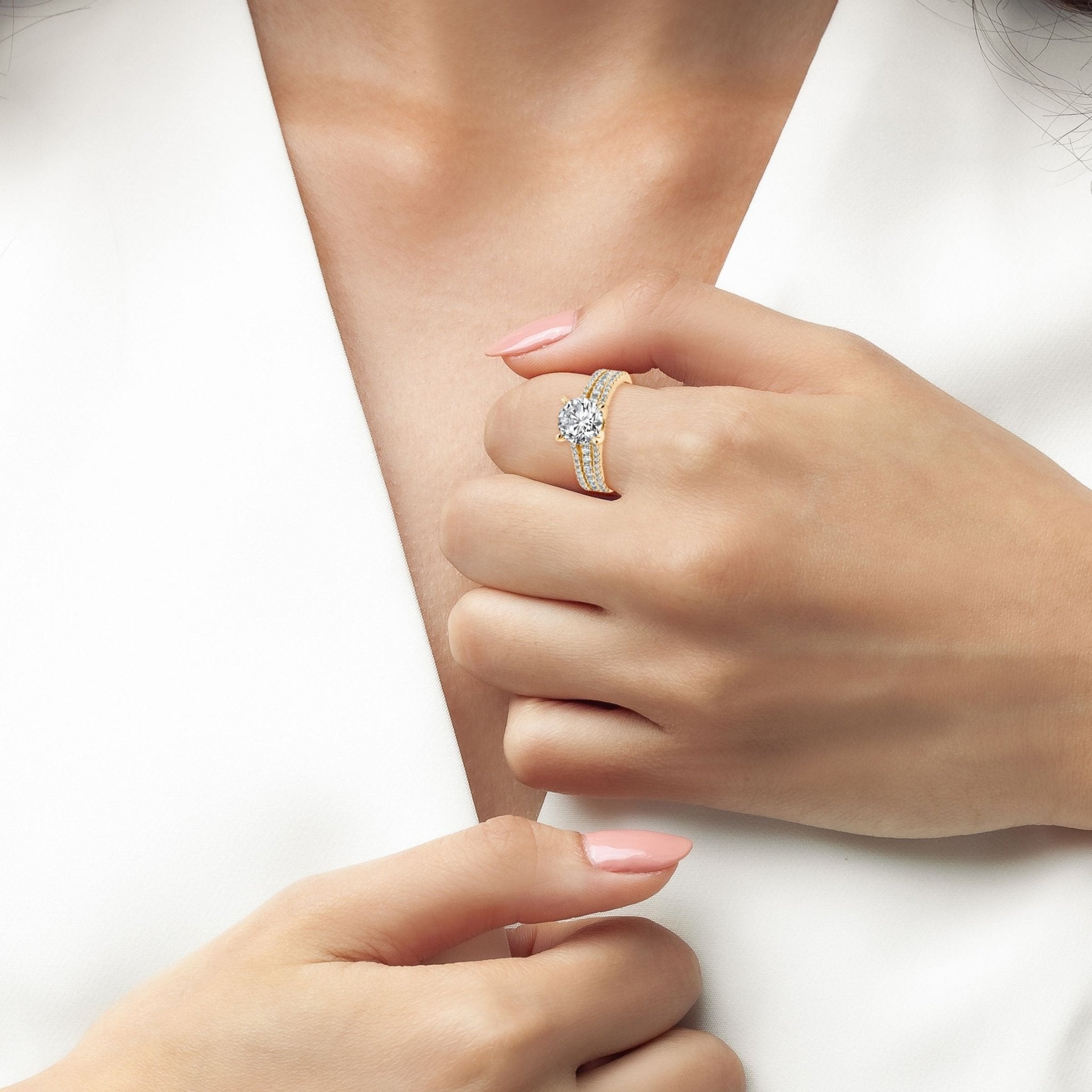 3 Band Brilliant Cut Ring Finished in Gold - CRISLU