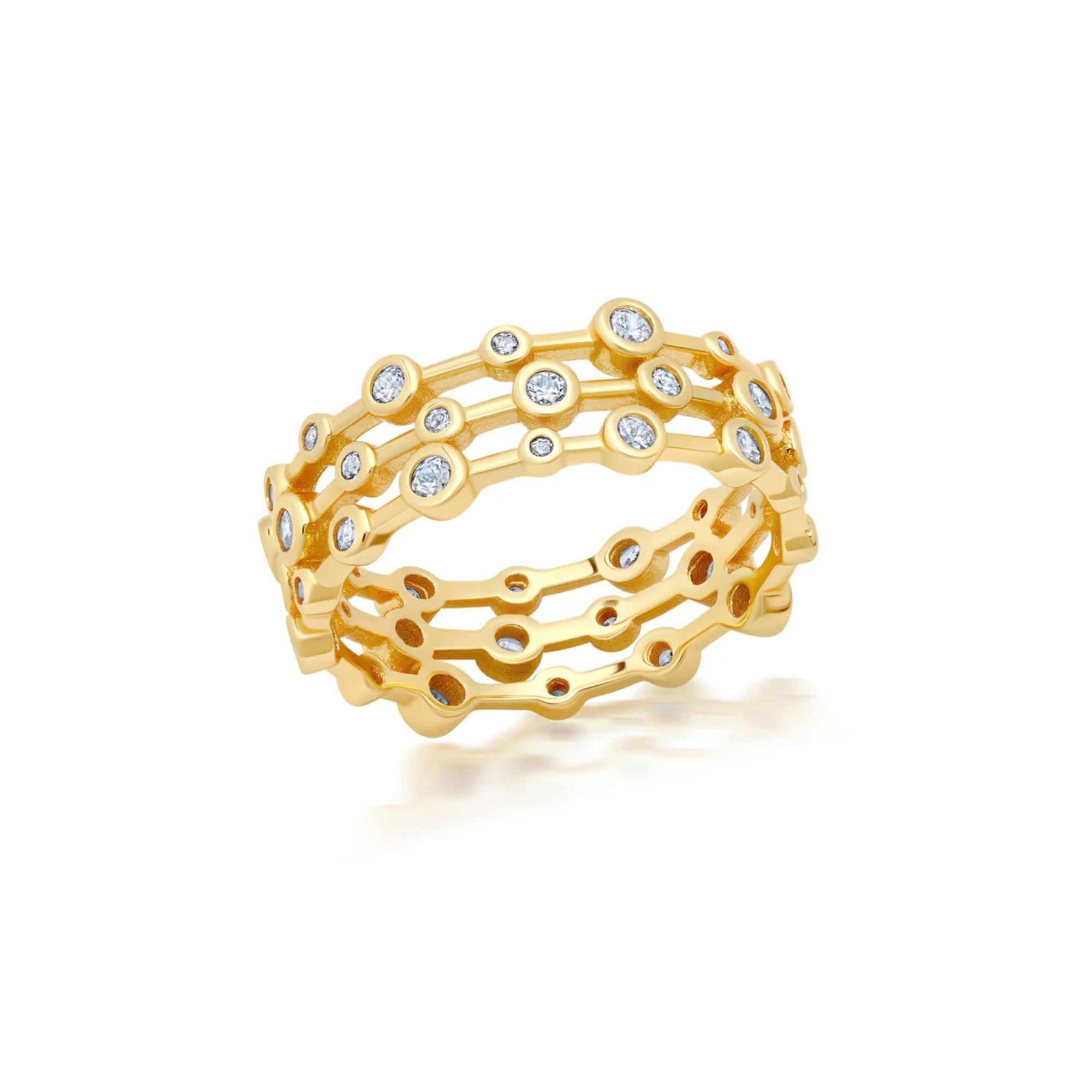 3 Row Bezel Shimmer Eternity Ring - CRISLU