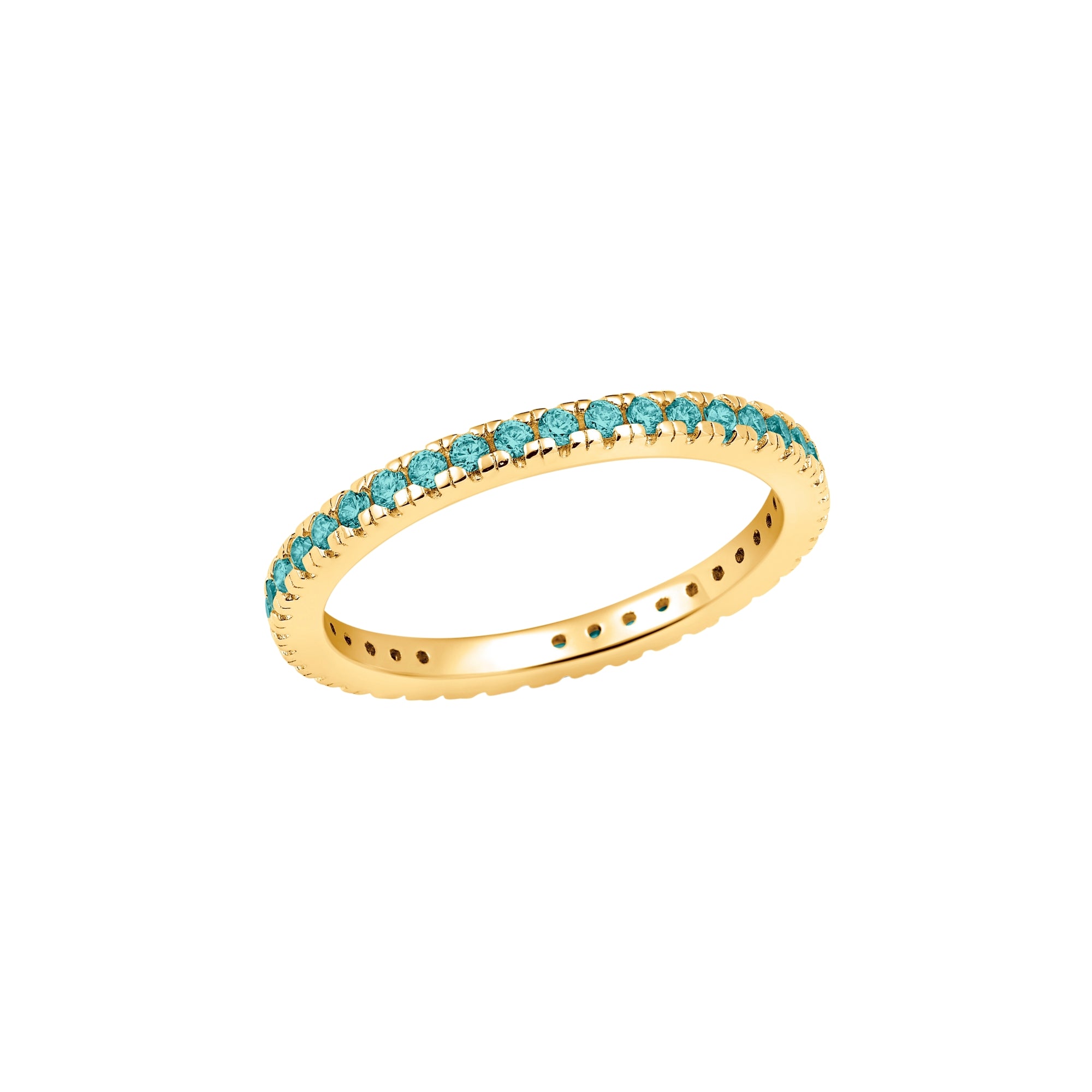 March Birthstone Eternity Band Finished in Gold