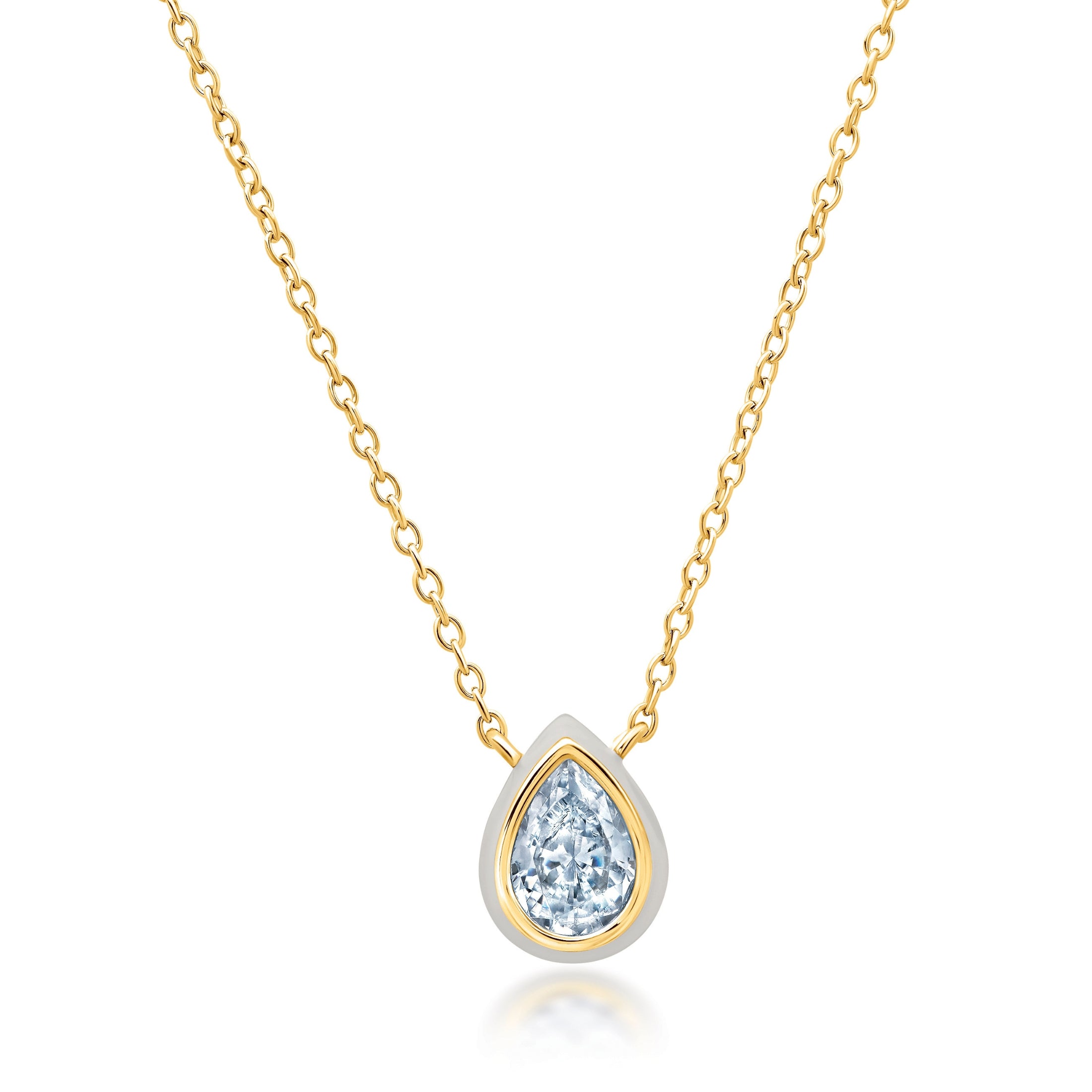 White & Gold Oval Pendant Necklace Finished in Gold