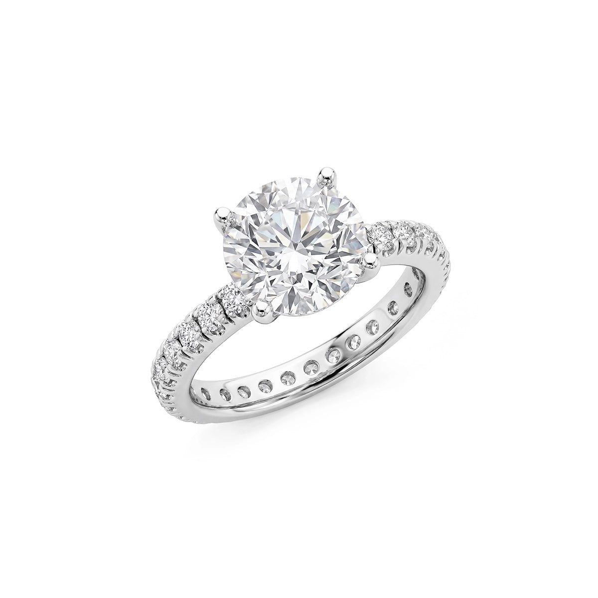 3.5ct Brilliant Cut Ring with Pave Band - CRISLU