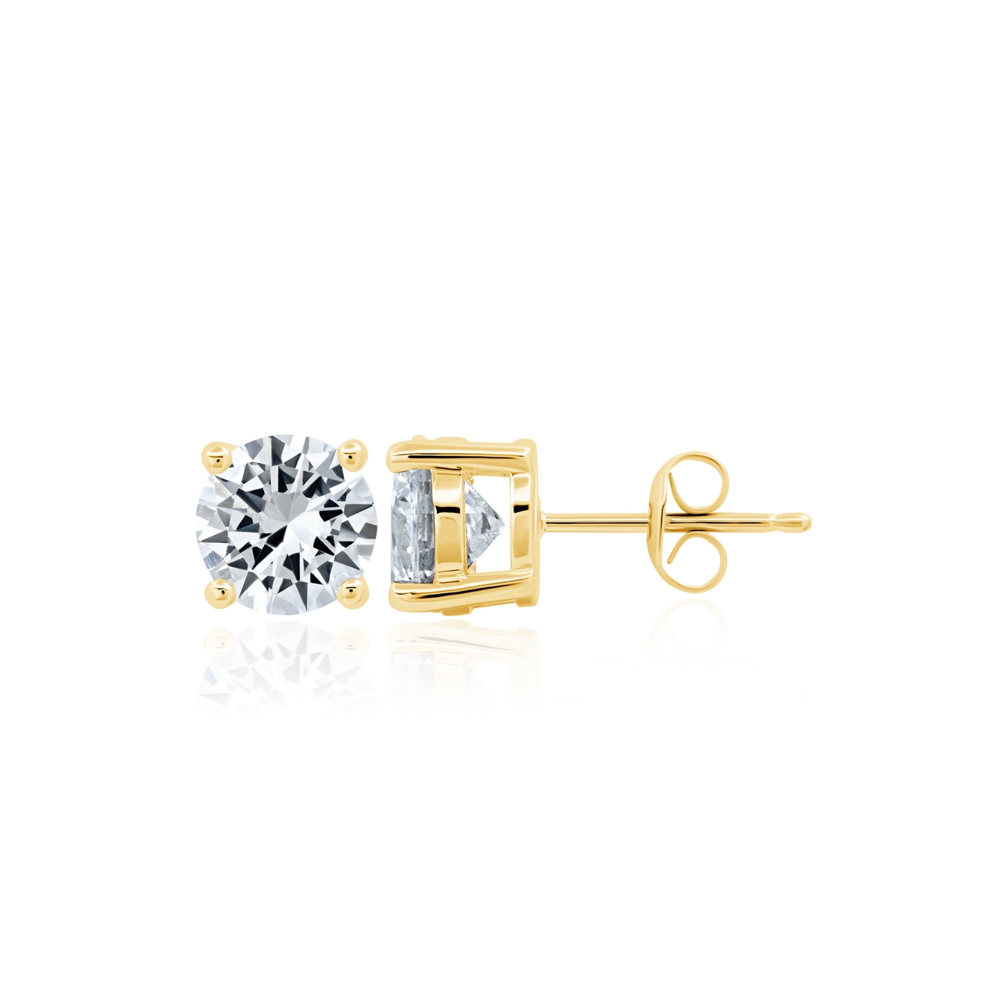 3ct Brilliant Stud Earrings Finished in Gold - CRISLU
