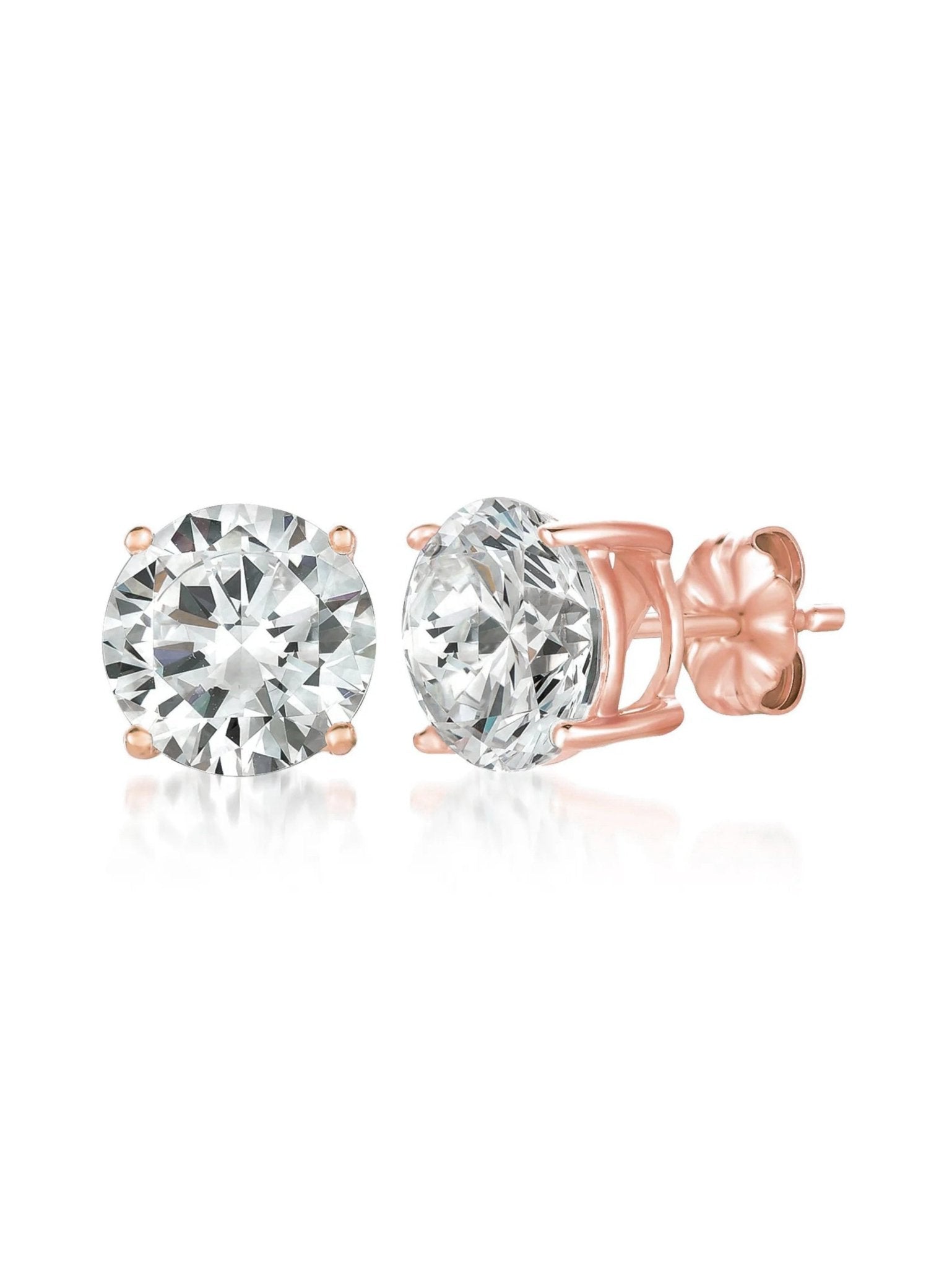 3ct Brilliant Stud Earrings in Rose Gold - CRISLU