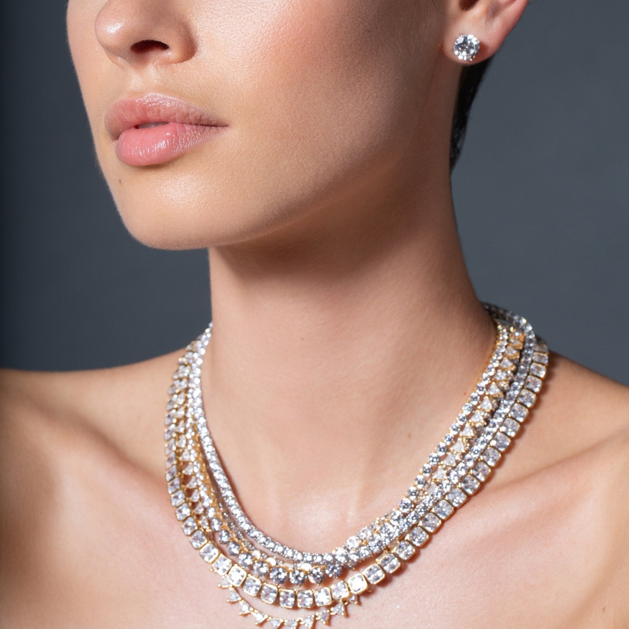 3mm Brilliant Tennis Necklace Finished in Platinum - CRISLU